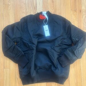 Victoria Beckham x Reebok Black Bomber Crewneck w Orange Lining - NWT; unisex S